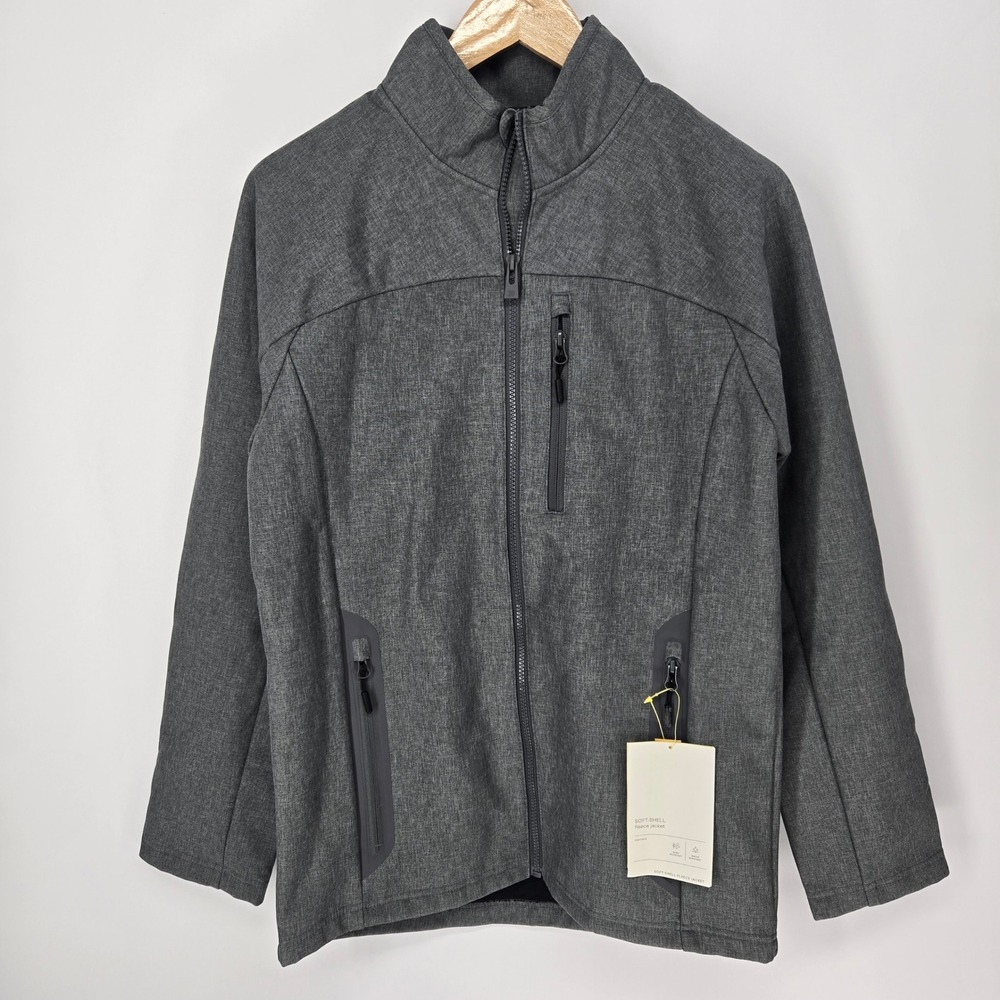 All in Motion Soft-Shell Fleece Jacket Mens S Gray Wind Water Resistant Outdoor